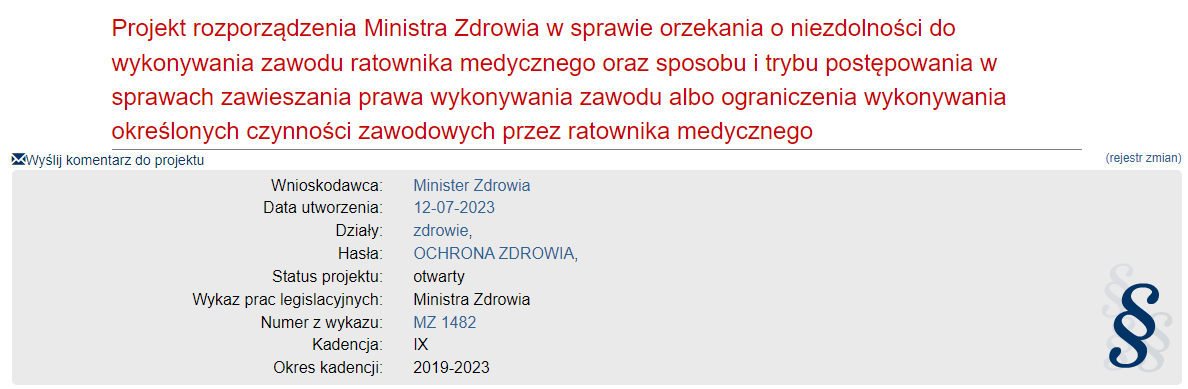 PROJEKT Rozporządzenia - orzekanie o niezdolności RM (16-06-2023)